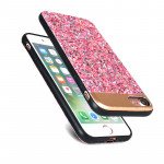 Wholesale iPhone 8 / 7 Sparkling Glitter Chrome Fancy Case with Metal Plate (Red)